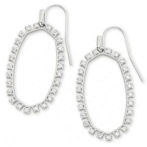Kendra Scott Elle Open Frame Crystal Drop Earrings In Silver.